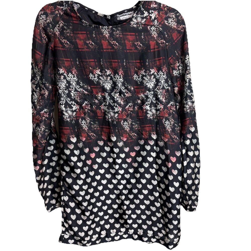 Fun Fun Colorful Mixed Print Long Sleeve Mini Dress Girls Size IT44/US 14 Hearts
